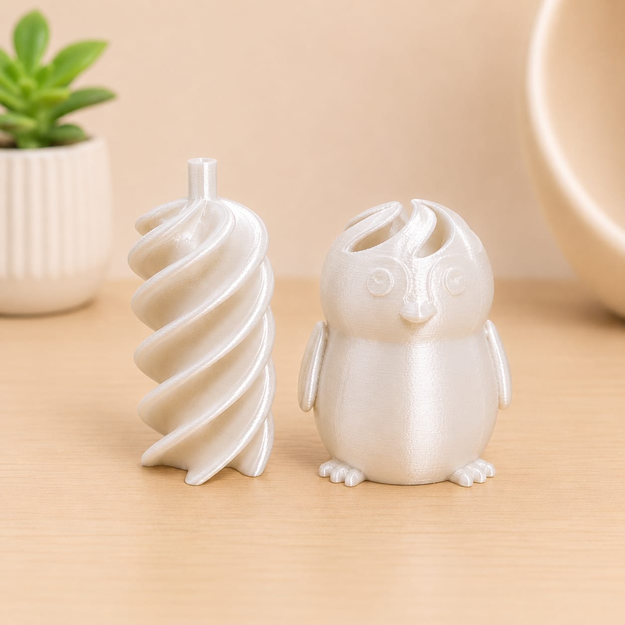 Pinguim Sensorial Articulado Branco Pérola