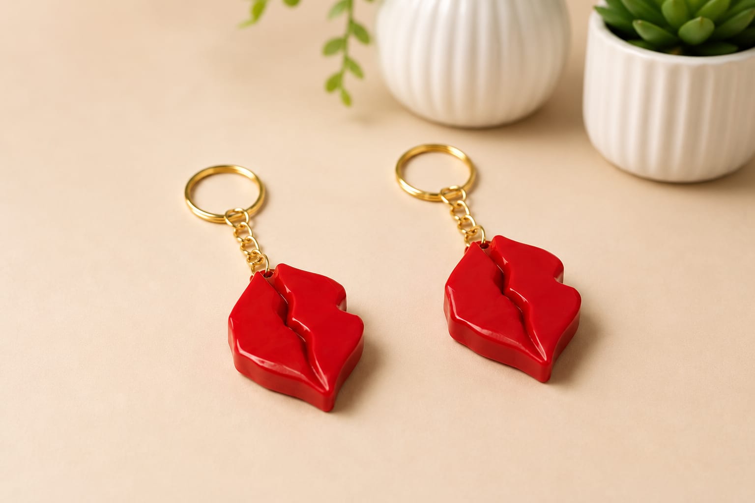 Kit 2 Chaveiros Abridor de Lata Beijo Vermelho