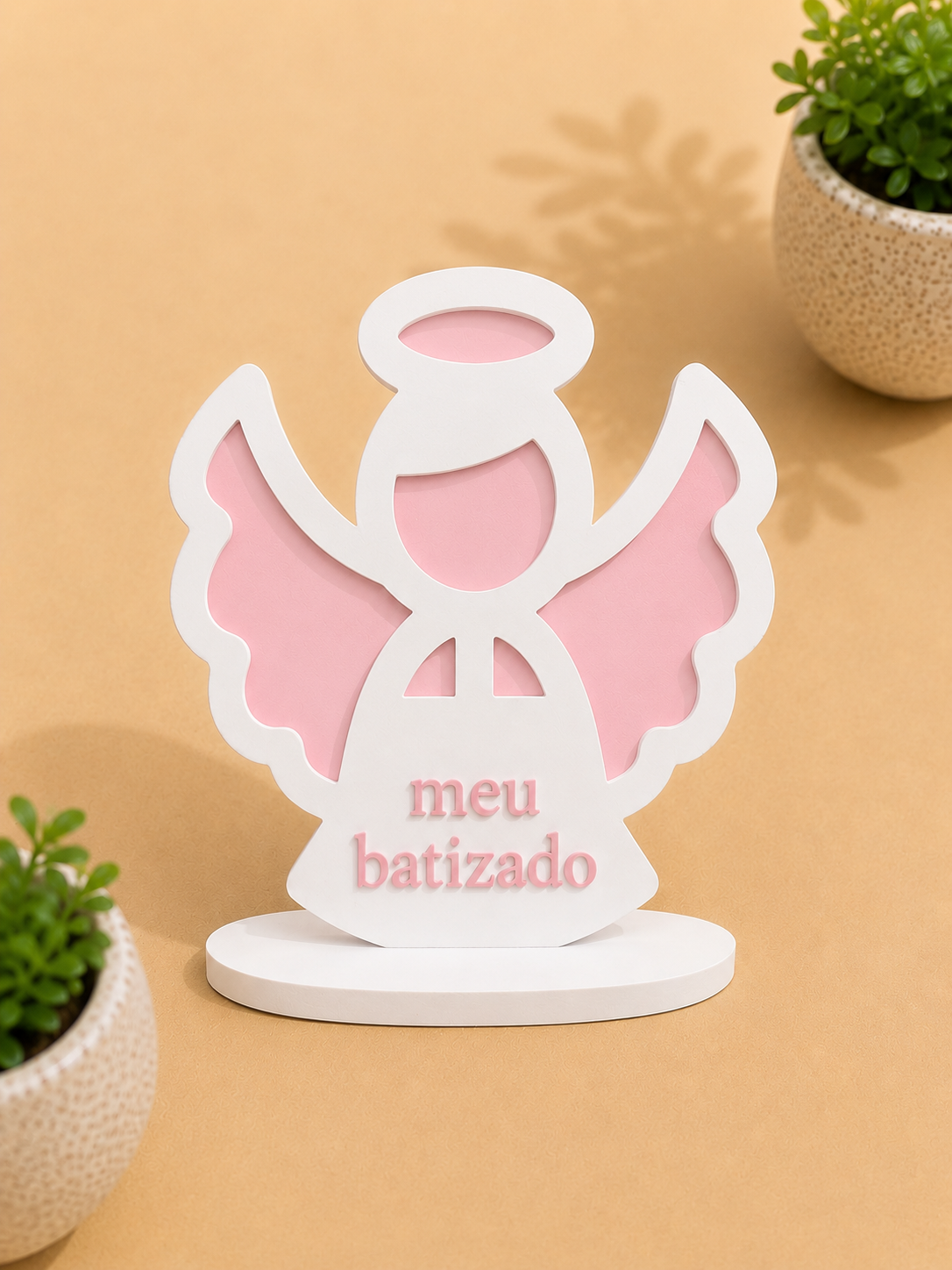 Display Decorativo Meu Batizado Rosa